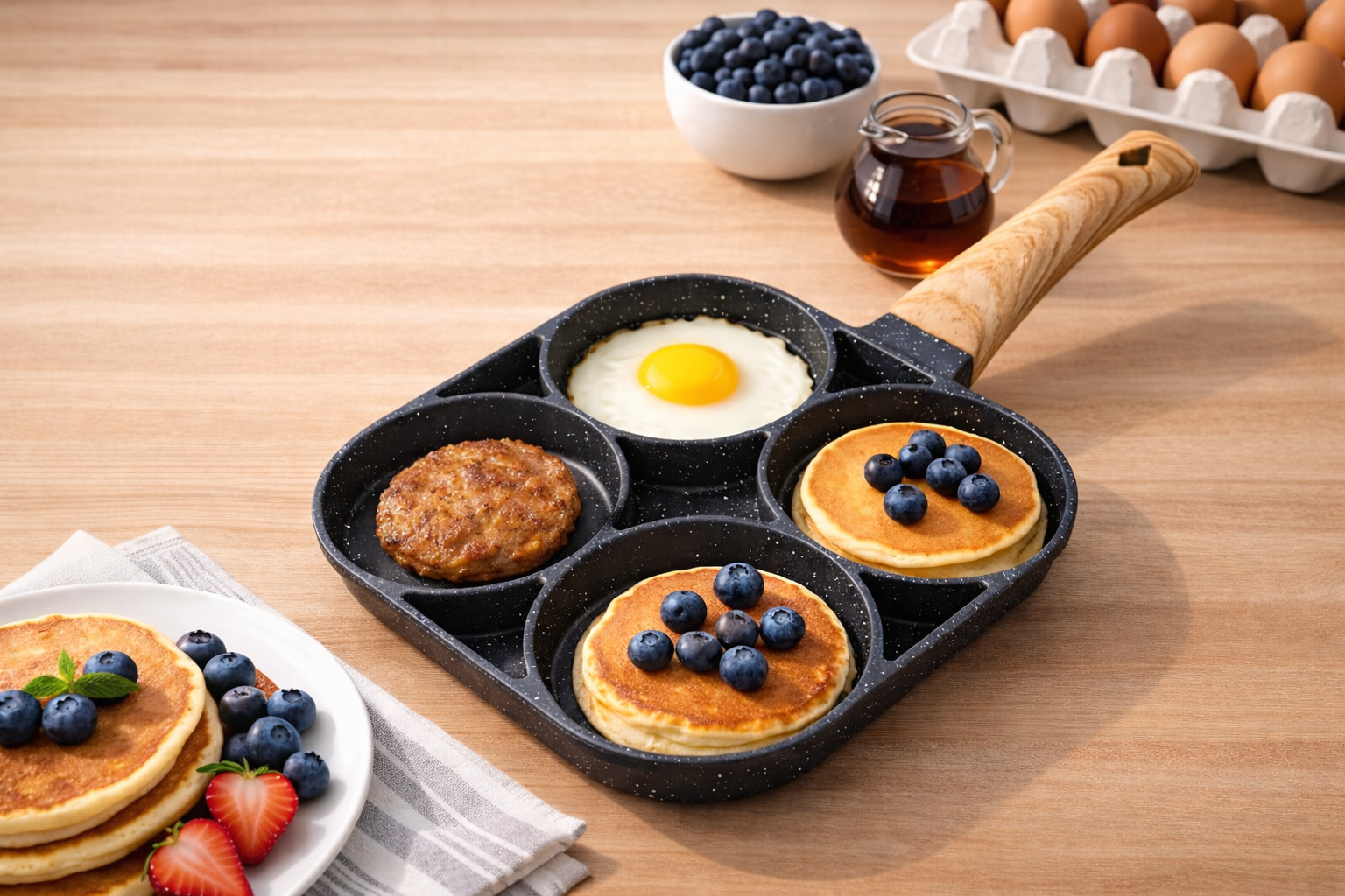 4-Hole Nonstick Breakfast Frying Pan (Free Gift Included)
