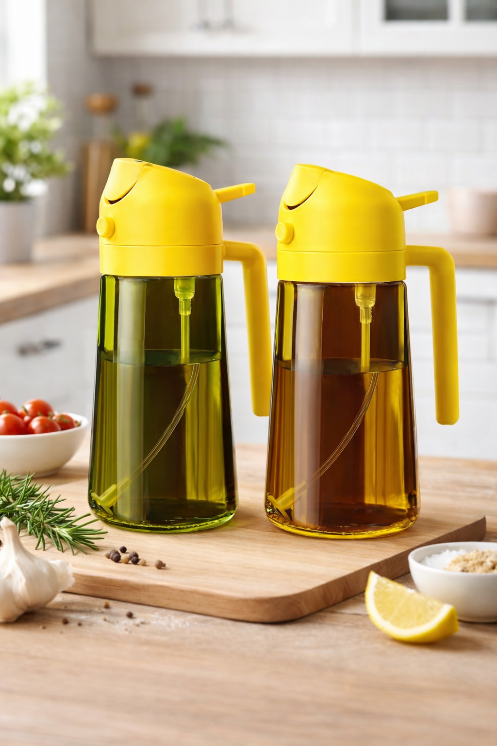 2Pc 470ml Dark Glass Oil Sprayer & Dispenser