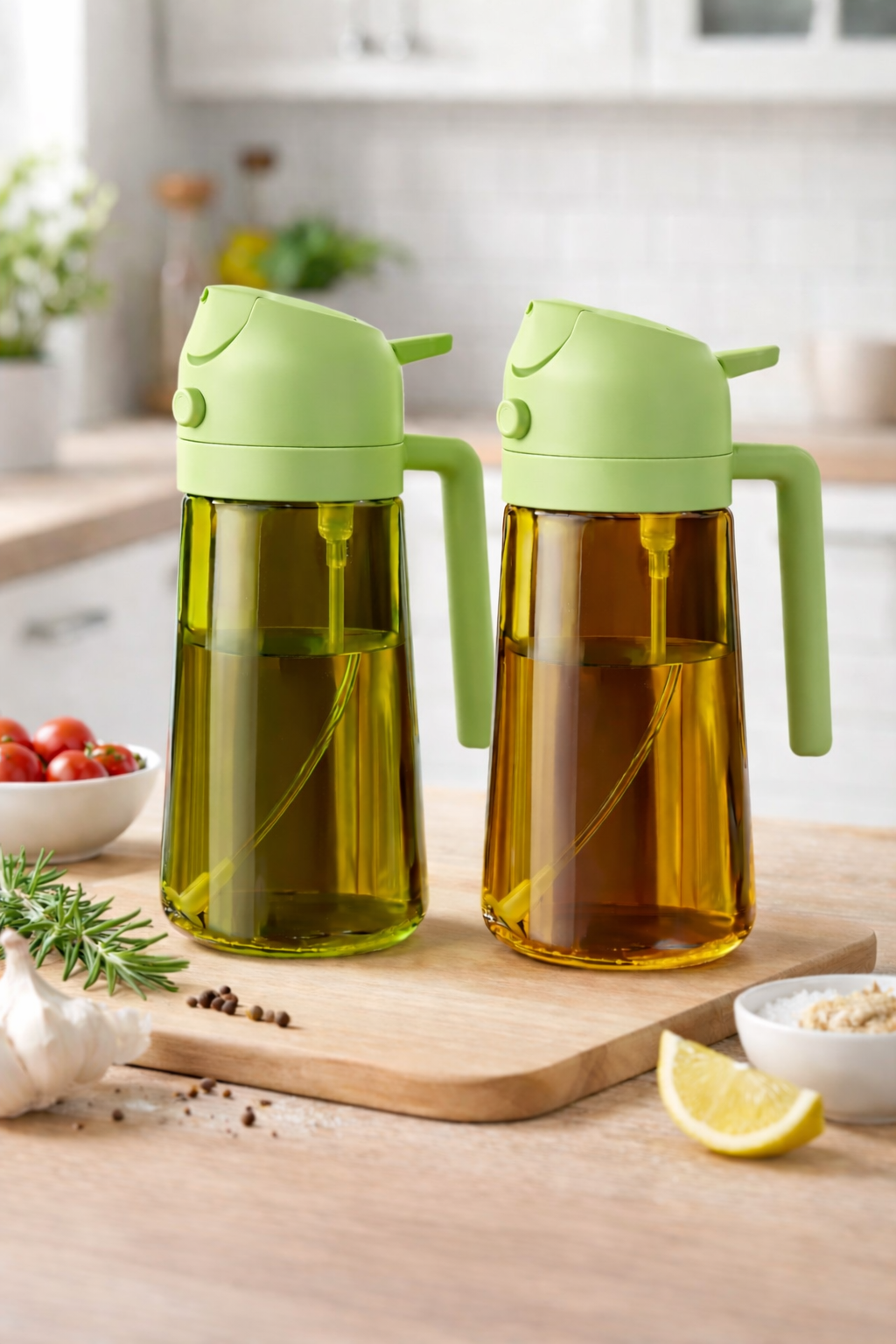 2Pc 470ml Dark Glass Oil Sprayer & Dispenser