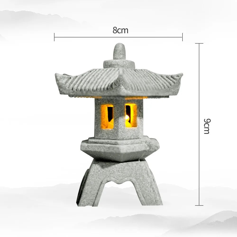 Mini Pagoda Lantern Light Garden Statue