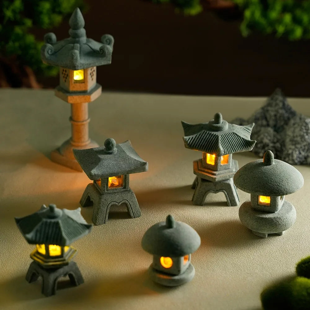 Mini Pagoda Lantern Light Garden Statue
