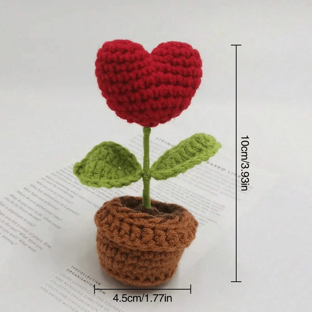 Handmade Knitted Heart Flower