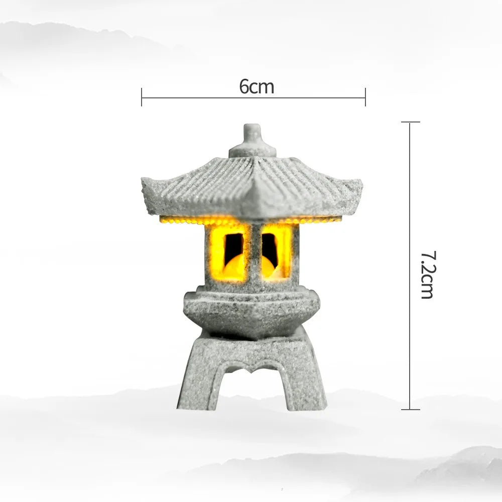 Mini Pagoda Lantern Light Garden Statue