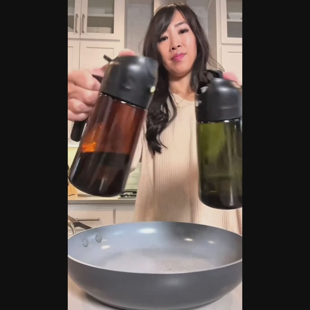 2Pc 470ml Dark Glass Oil Sprayer & Dispenser